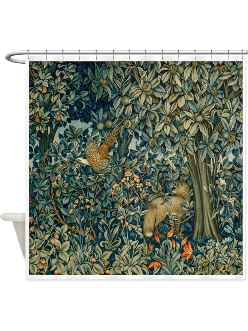 Greenery Decorative Fabric Shower Curtain - Elegant Floral Design for Bathroom
